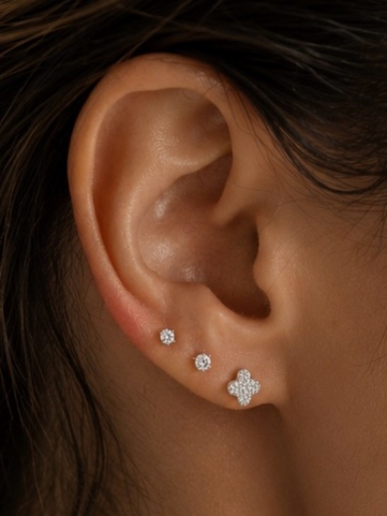 Jewelry - 2 Box Sets of Stud Silver Cubic Zirconia Earrings (6 in total)